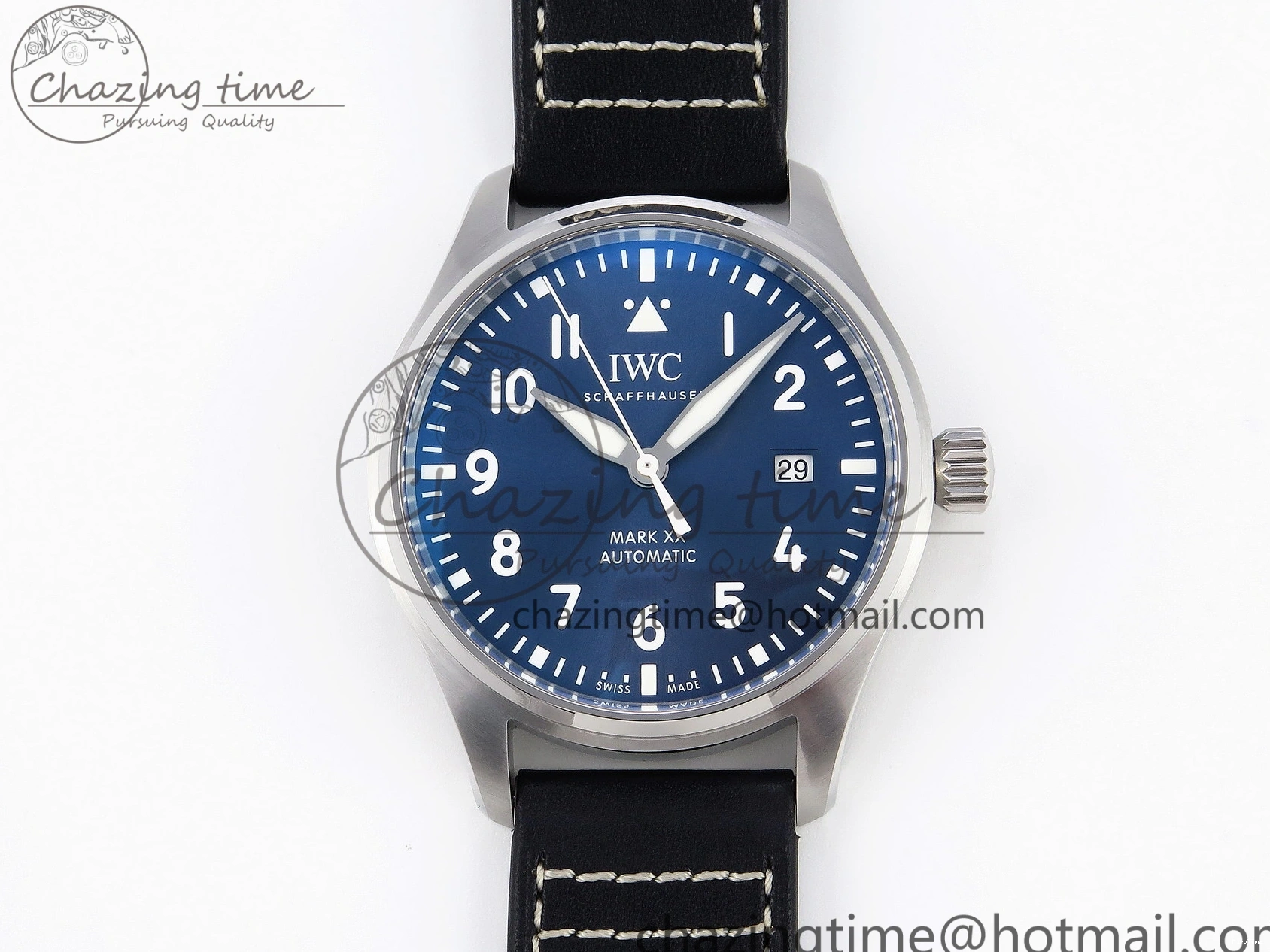 MIROTIME 1231 Pilot Mark XX IW328203 ZF 1:1 Best Edition Blue Dial on Dark Blue Leather Strap A Snug 7024